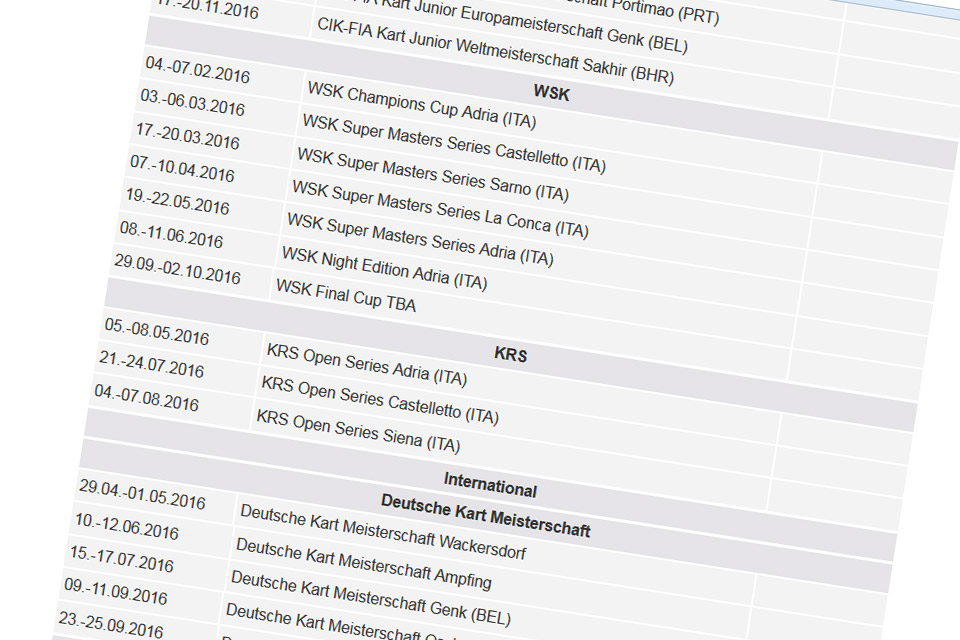 Rennkalender 2016